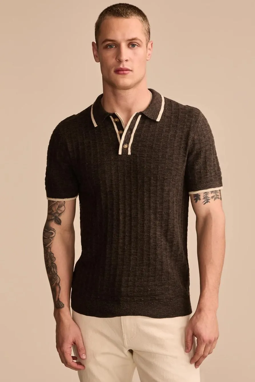 short sleeve tipped polo sweater