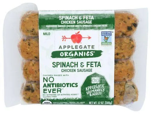 Applegate Organics Spinach & Feta Chicken Sausage, Mild