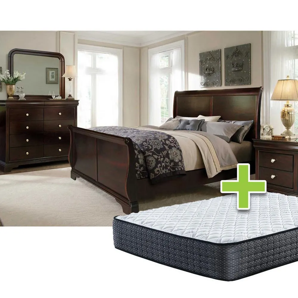 6 - Piece Dominique Queen Bedroom Set with 12" Upland Premium Better Tight Top Firm Mattress