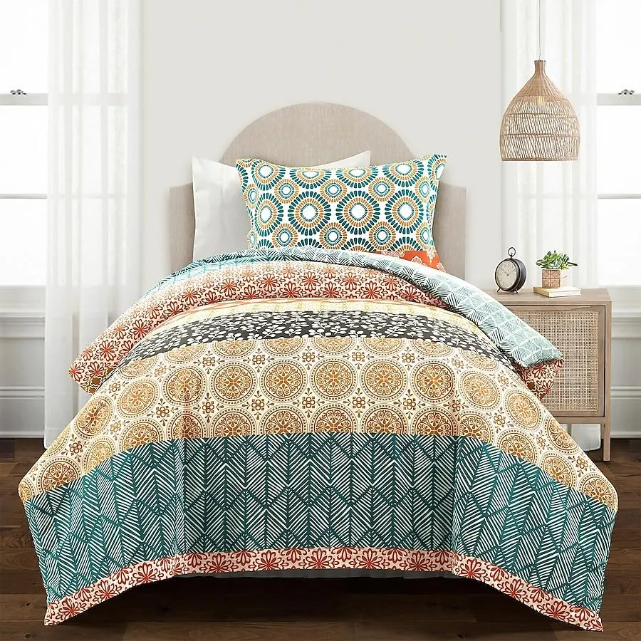 Lush Decor Turquoise Stripe Reversible Twin/Twin XL Duvet Cotton