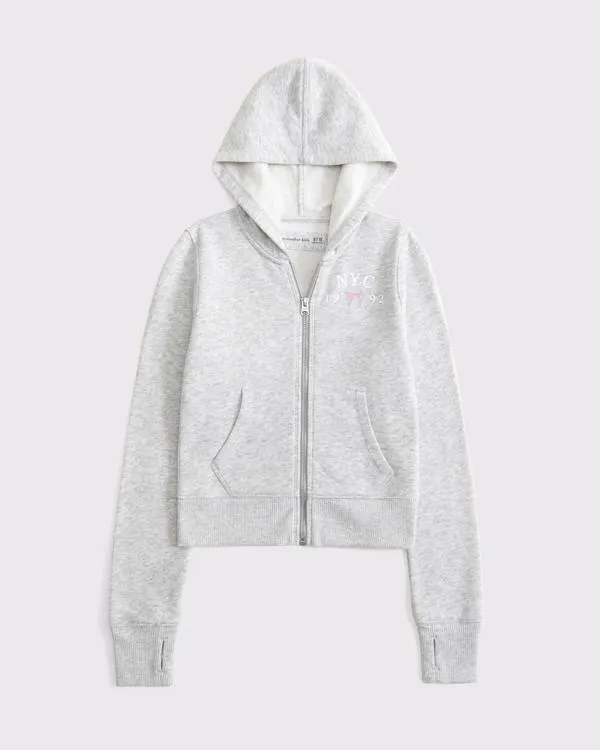 slim graphic full-zip hoodie
