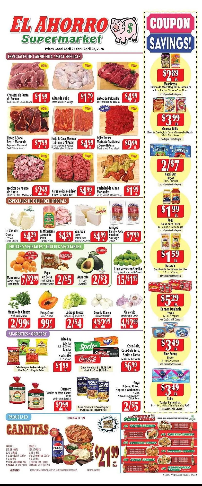 Weekly ad El Ahorro weekly ad from April 22 to April 28 2026 - Page 1