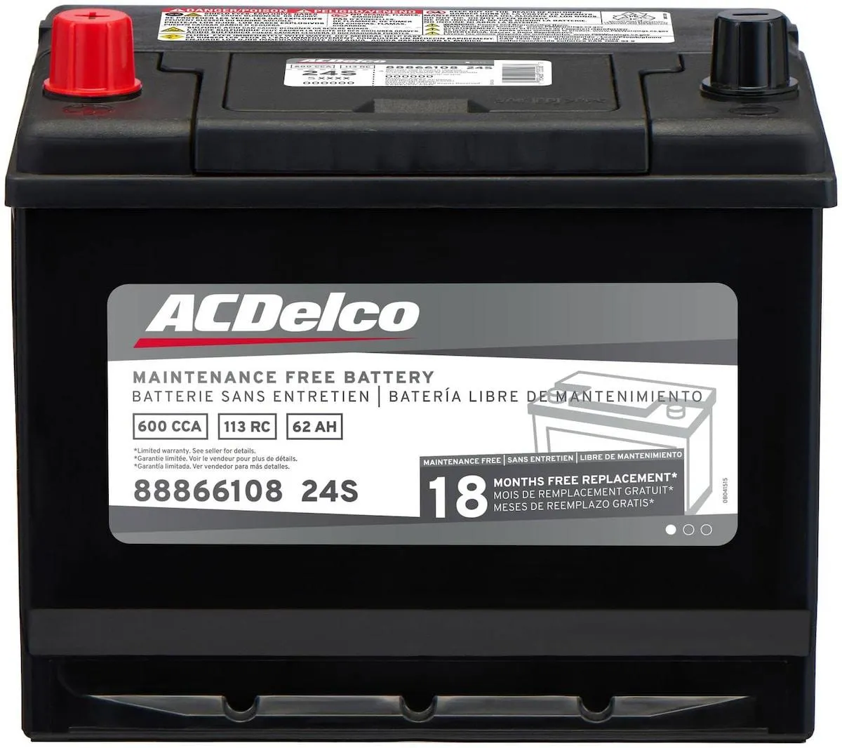 ACDelco Standard Flooded Top Post Battery Group Size 24 - 24S