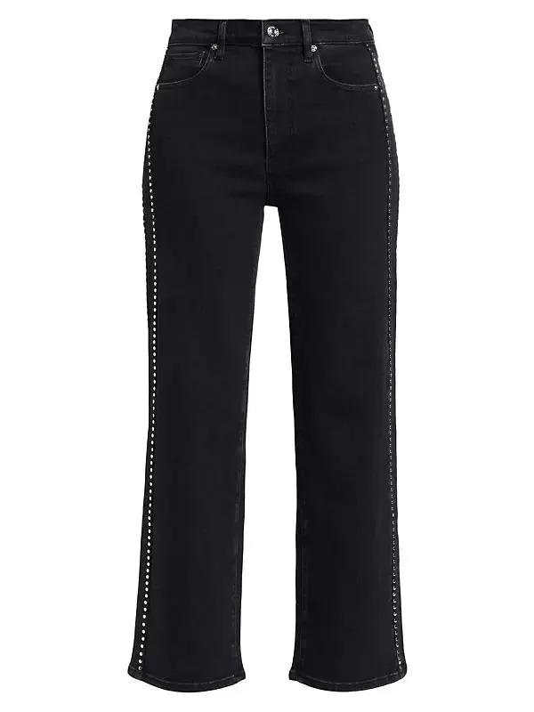 Le Sleek Straight Studded Jeans