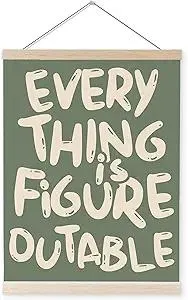 YQDEJ Everything is Figureoutable Inspirational Wall Art Poster Hanger Frame, Positive Affirmations Wall Decor, Motivational Wall Art for Home Office Classroom, 12x16 Inch