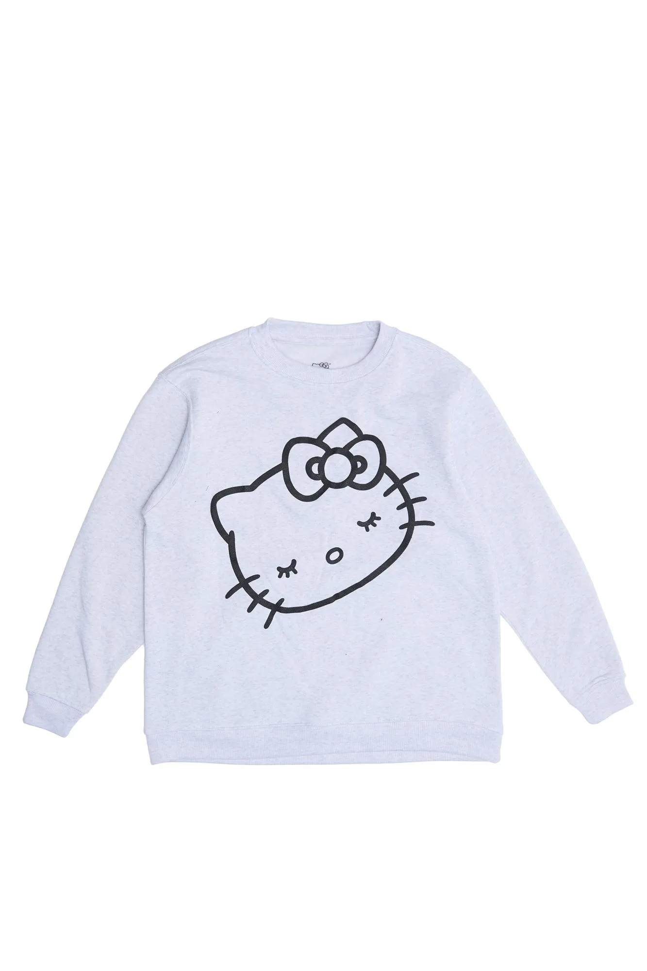 Hello Kitty Graphic Puff Print Crew Neck Sweatshirt