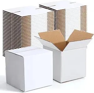 Yeaqee 72 Pcs Shipping Boxes Corrugated Cardboard Small Shipping Boxes for Packaging Mailing Packing Moving Small Business Storage Crafts Gifts(4x4x4 Inch,White)