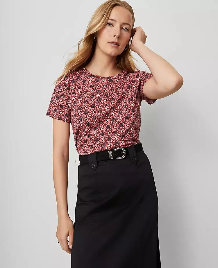 Weekend Collection Floral Crew Neck Tee