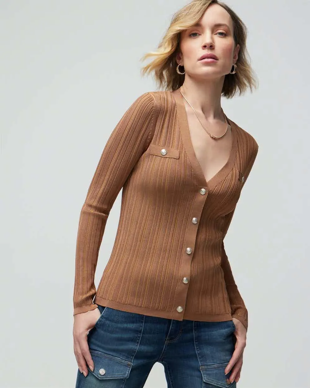 Long Sleeve Snap Front Cardigan