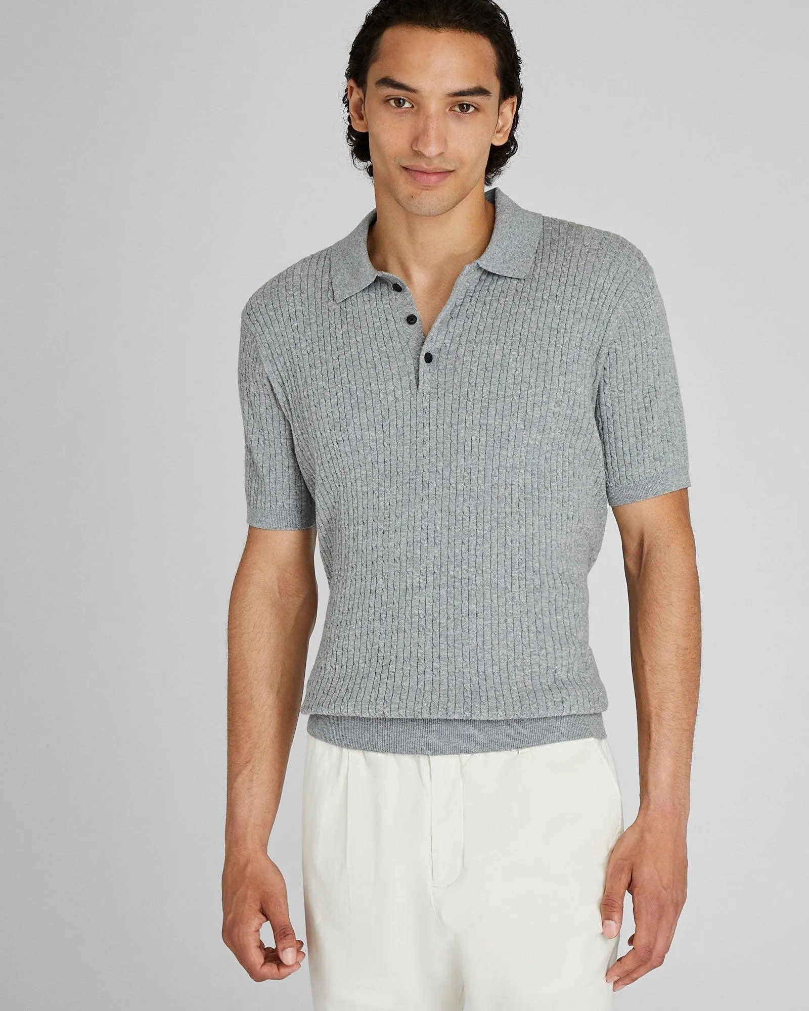 Short-Sleeve Cable Polo