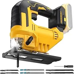 Cordless Jig Saw for Dewalt 20v Max Battery, Brushless Orbital Jigsaw, 0°- 45° Bevel Cuts, 3 Orbital Settings with LED Light for Straight/Curve/Circle Cutting (No Battery)
