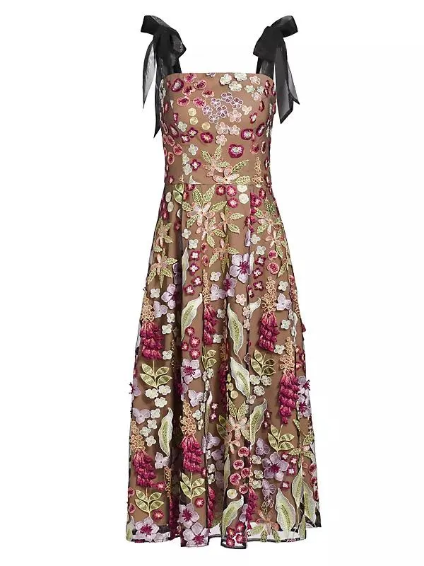 Joliette Floral Embroidered Midi-Dress