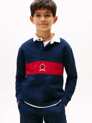 Kids' Long-Sleeve Crest Logo Polo