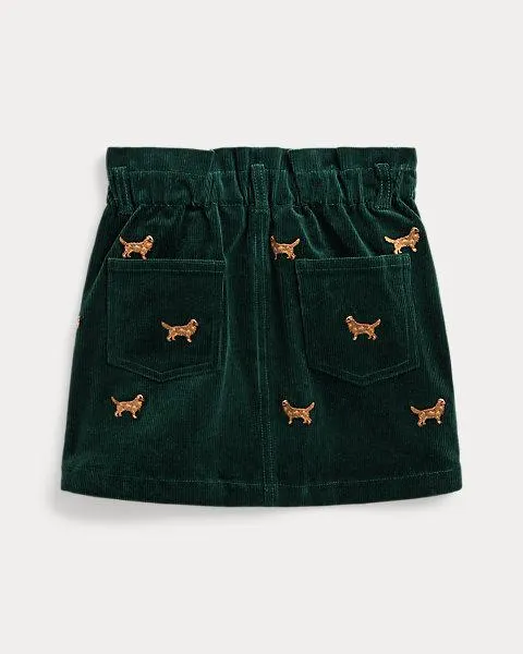 Embroidered Corduroy Skirt