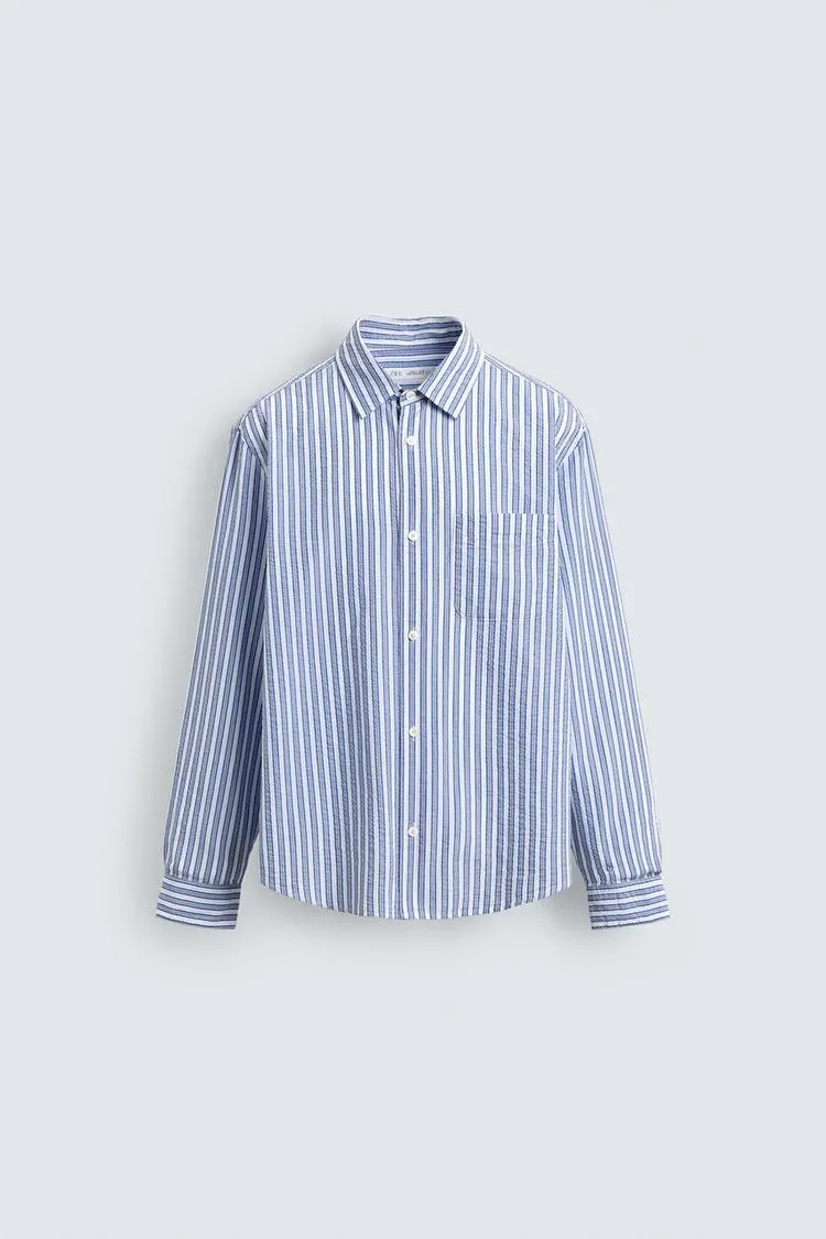 WRINKLED EFFECT STRIPED SHIRT