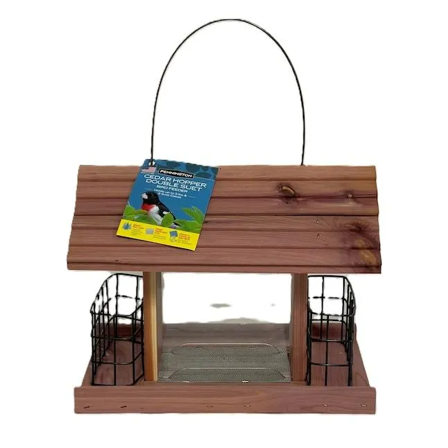 Pennington Cedar Hopper Double Suet Wood Hanging Hopper Bird feeder - 3-lb 2-cake Capacity