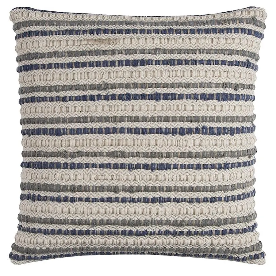 HomeRoots 20-in x 20-in Blue and Beige Square Indoor Decorative Pillow