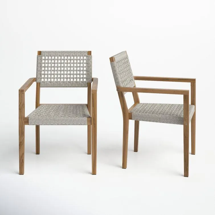 Cava Indoor/Outdoor Rope & Teak Stacking Armchairs