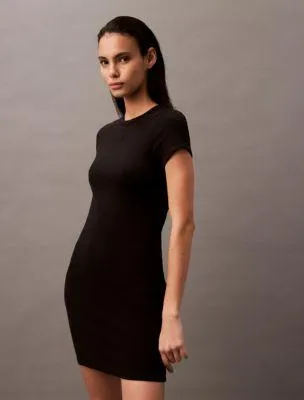 Cotton Contour Rib Monogram Logo Mini Dress