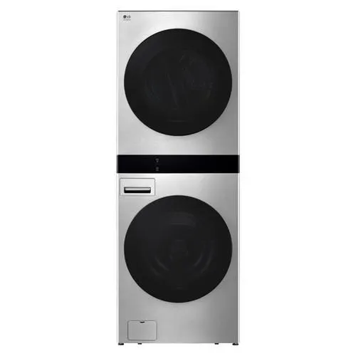 LG Studio 5.0 cu. ft. HE Smart Front Load Washer and 7.4 cu. ft. Electric Dryer WashTower with Steam and TurboWash 360 - Noble Steel - SWWE50N3