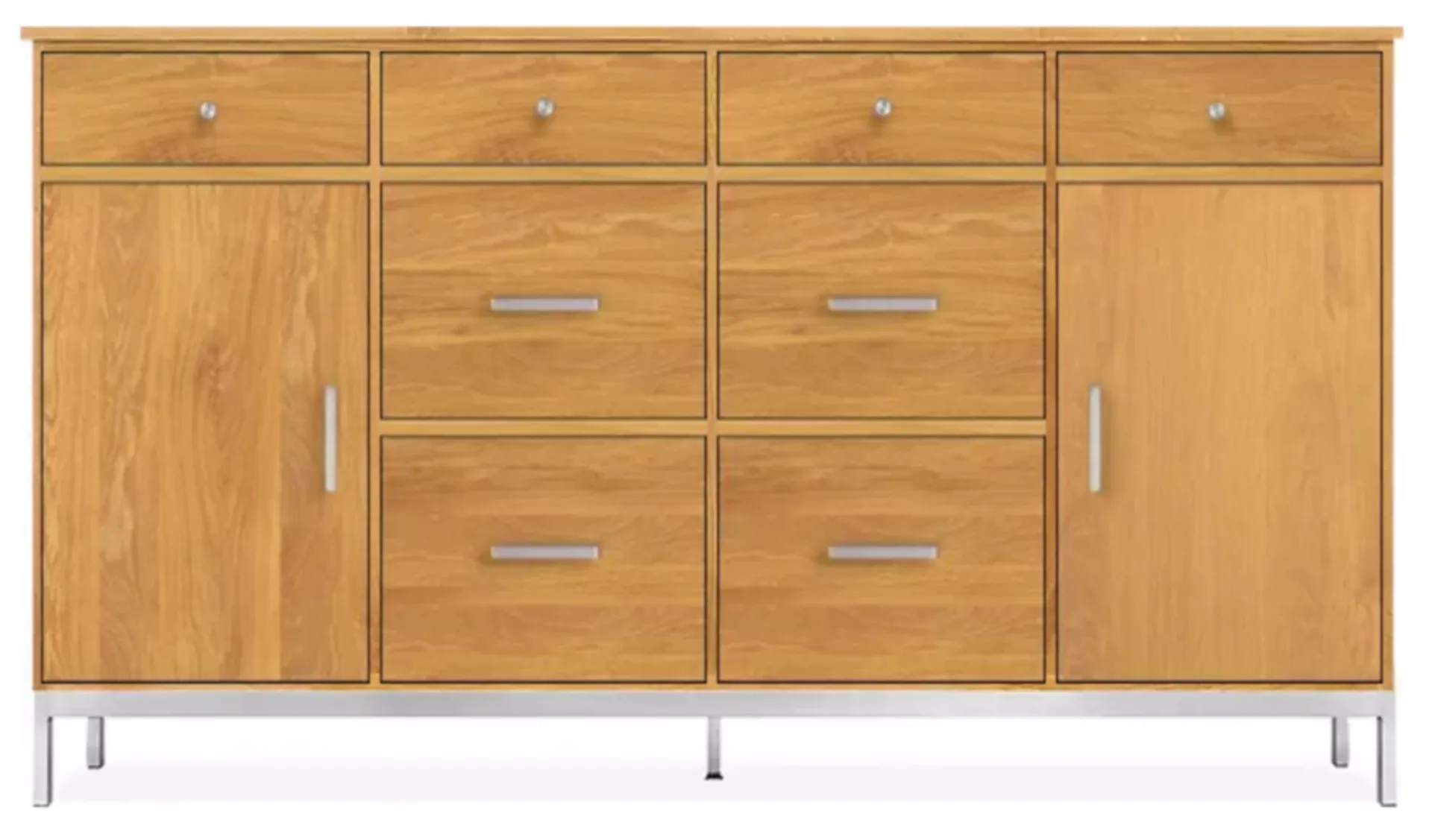 Linear 67w 20d 38h Cabinet in White Oak with Stainless Steel