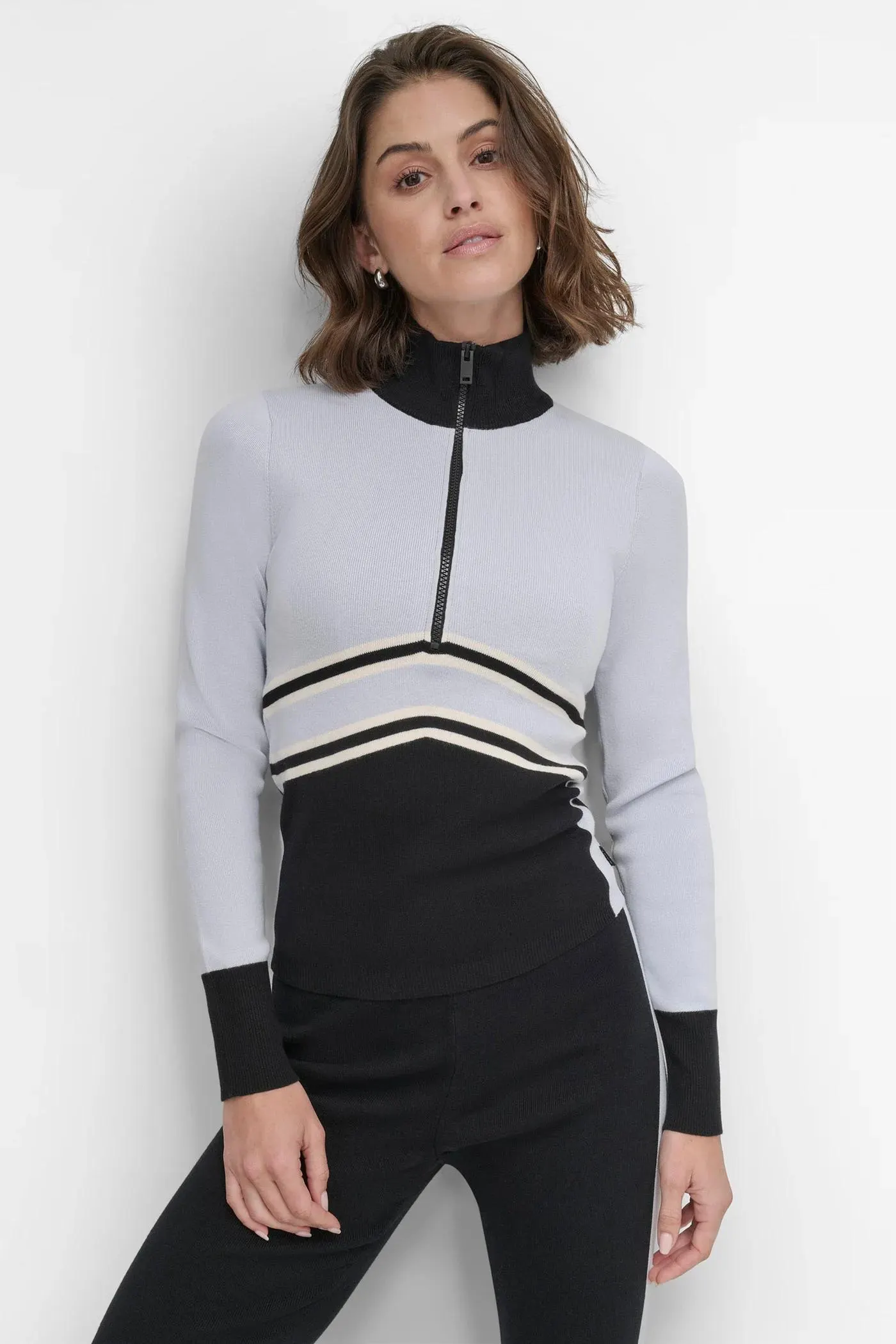 APRES SKI CHEVRON STRIPE HALF ZIP SWEATER