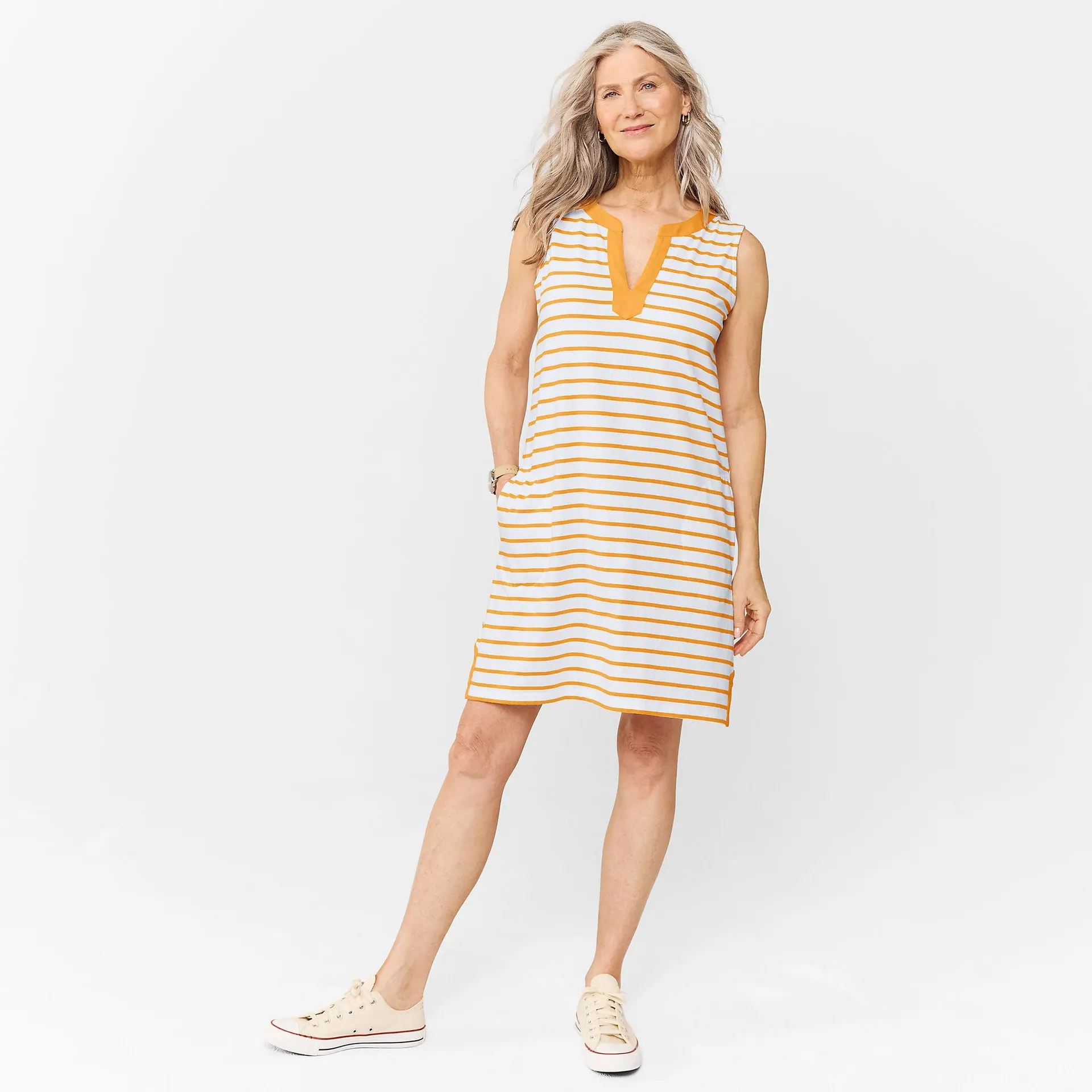 Women's Cotton Jersey Notch Neck Dress