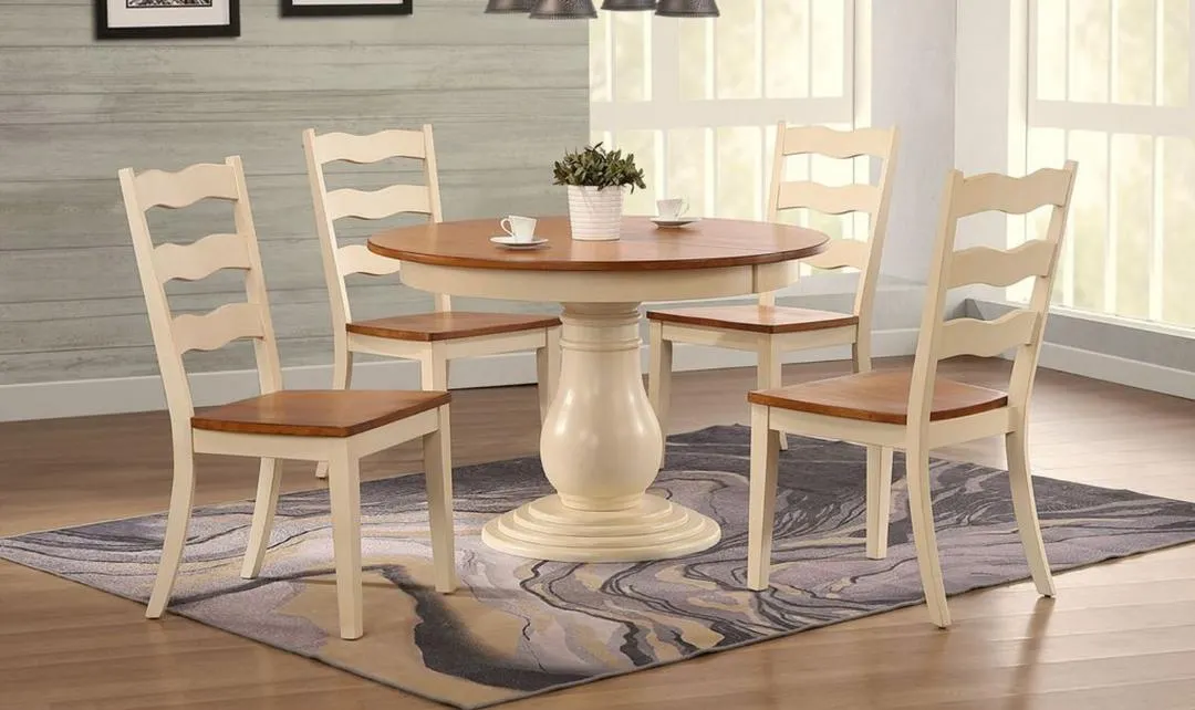 Iconic Furniture Antiqued Caramel Biscotti Panel Back 5-Piece Bella Dining Set