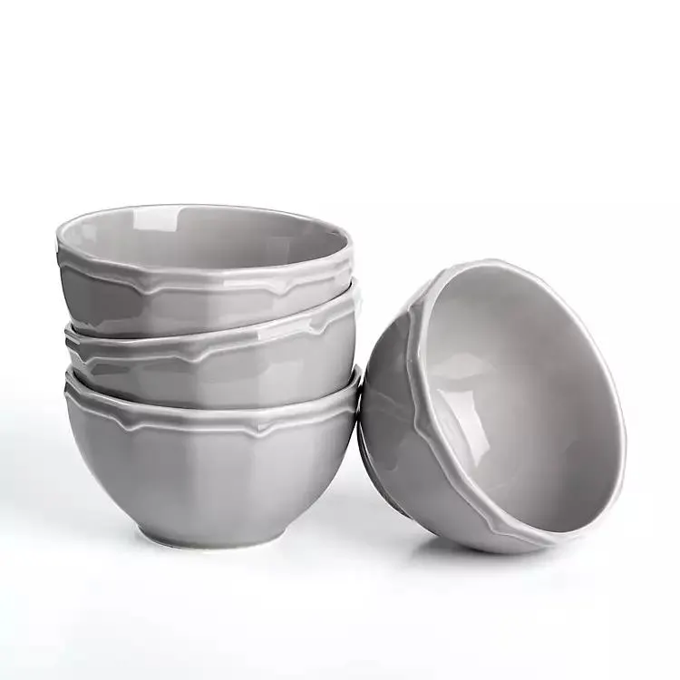 Gardner Gray Scalloped Cereal Bowls, Set of 4
