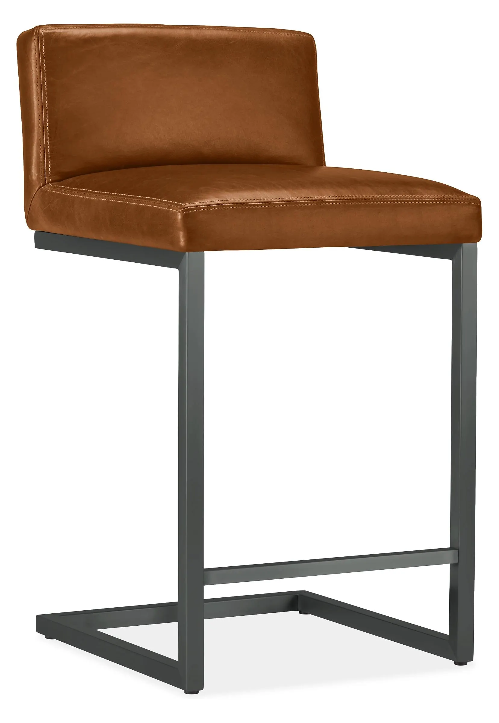 Lira Counter Stool in Vento Cognac Leather with Graphite Frame