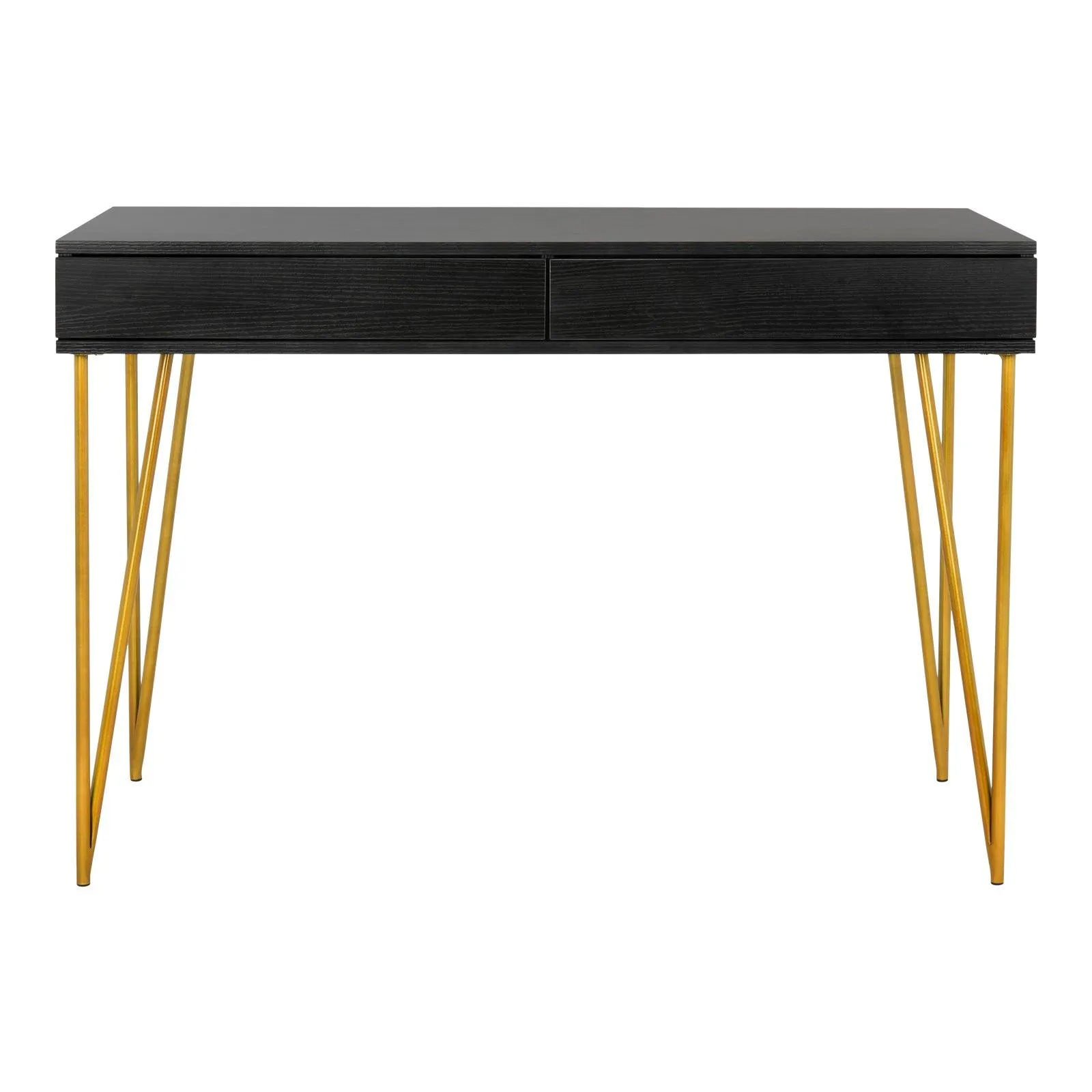 Hairpin Leg Two Drawer Desk in Black