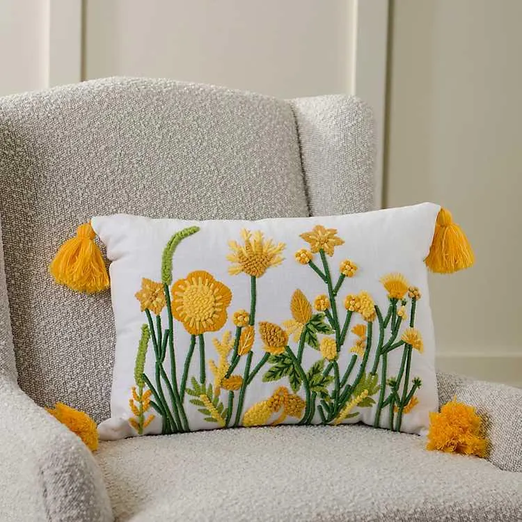 Yellow Stems Lumbar Pillow