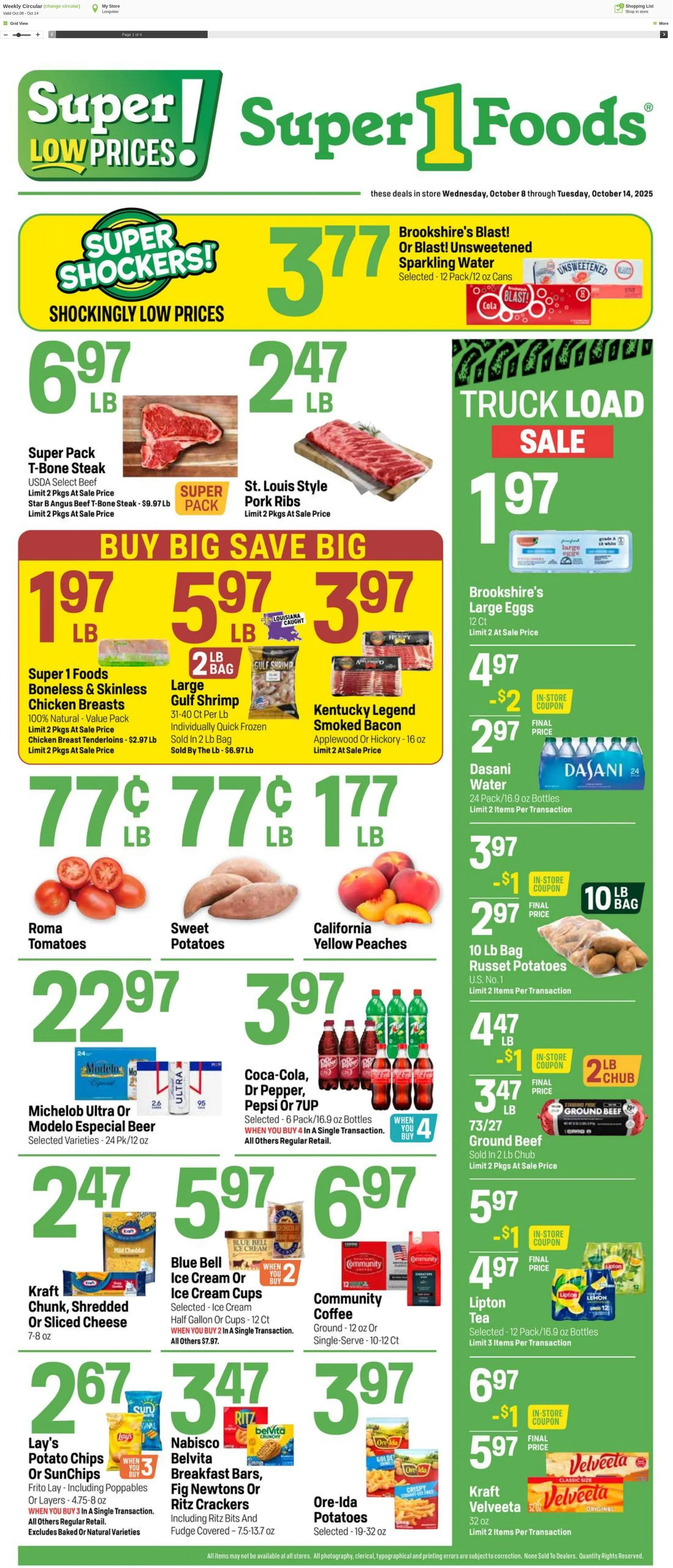 Weekly ad Super1Foods from October 8 to October 14 2025 - Page 1