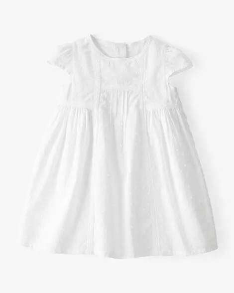 Baby Girl Textured Babydoll Dress - White