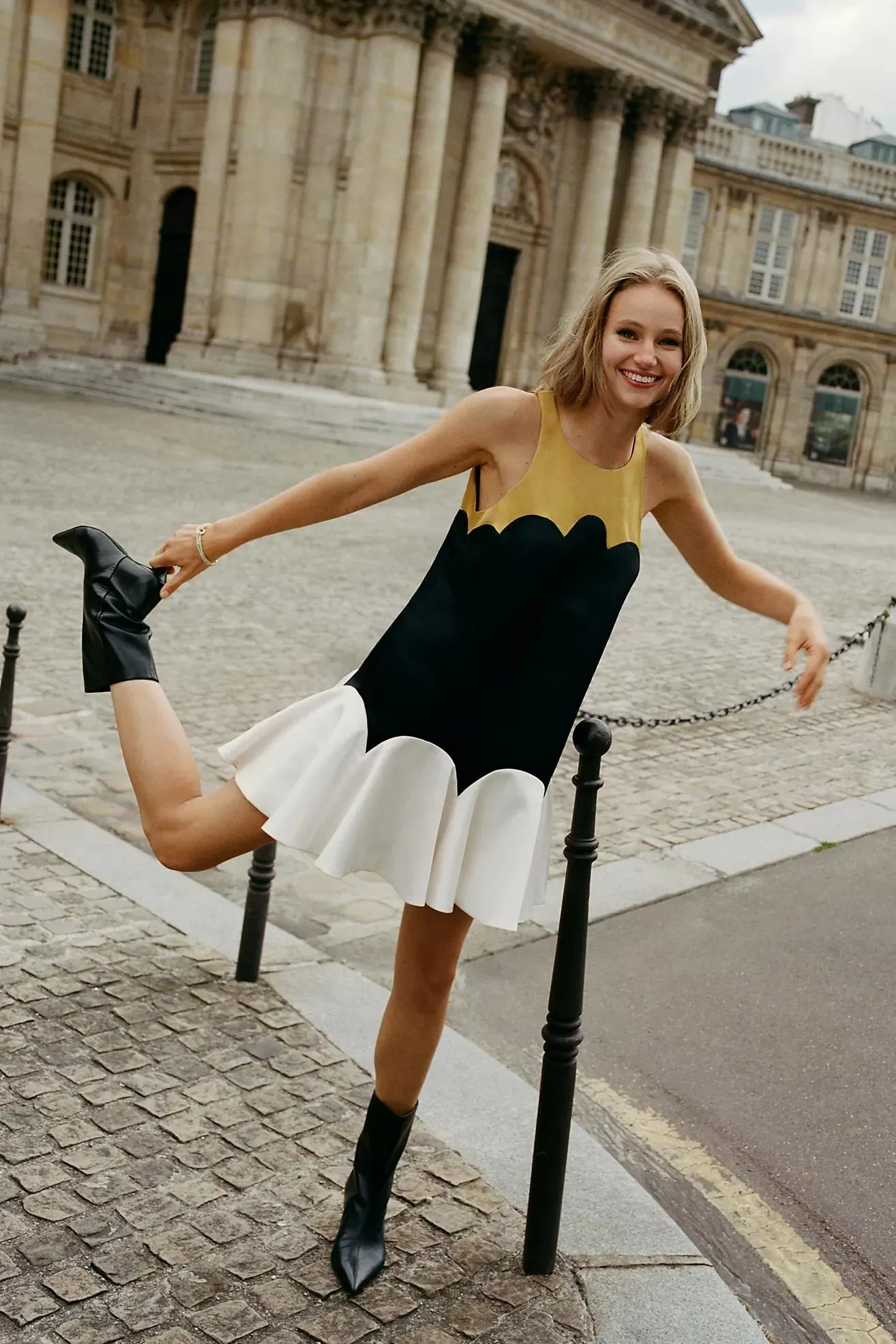 Maeve Scalloped Flare Mini Dress