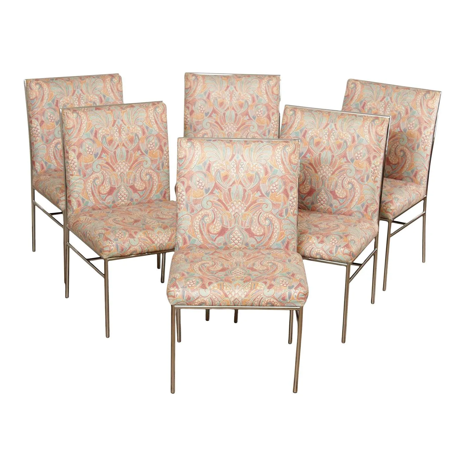 Hollywood Regency Style Chrome Dining Chairs - Set of 6