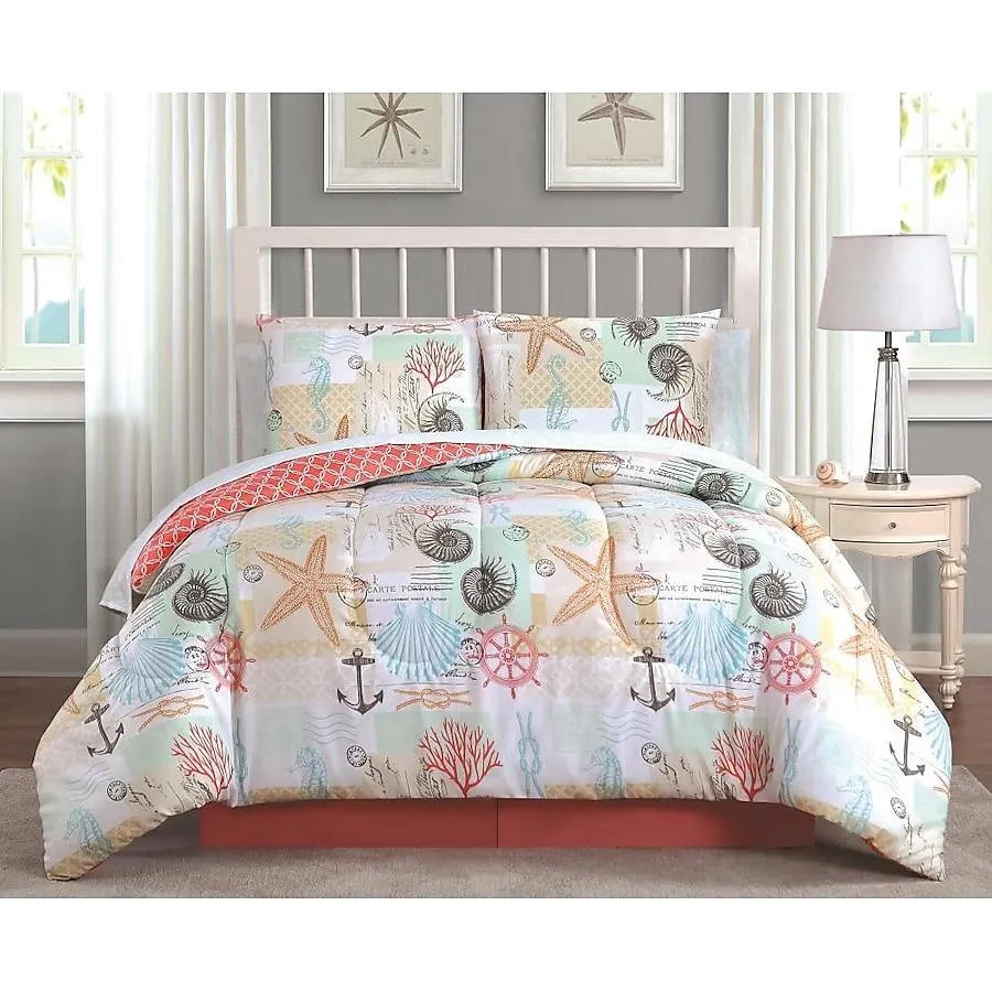 Geneva Home Fashion Belize 8 -Piece Coral Queen Comforter Set