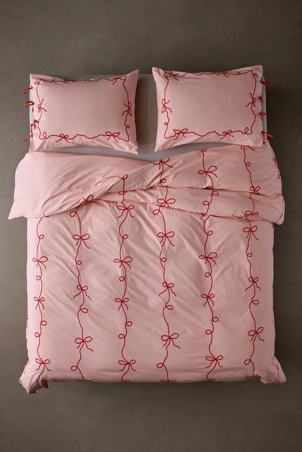 Lacey Bows Femme Embroidered Duvet Cover