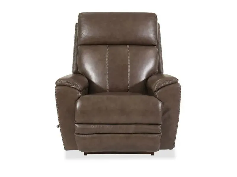 Talladega Grey Leather Rocking Recliner