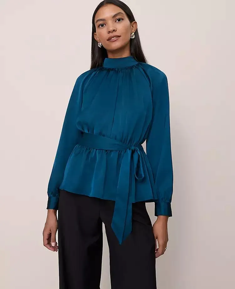 Satin Tie Waist Blouse