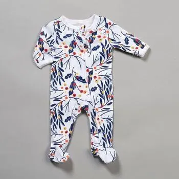Baby Girl (NB-9M) Mini Hop Leaf & Berry Zip Footie Pajamas