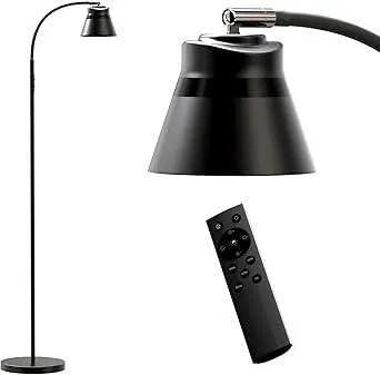 AXX Reading Floor Lamp for Living Room, Flexible Gooseneck Standing Lights for Task, Craft, Architect - Small-Shade, Metal, LED, Black, Bright, Dimmable