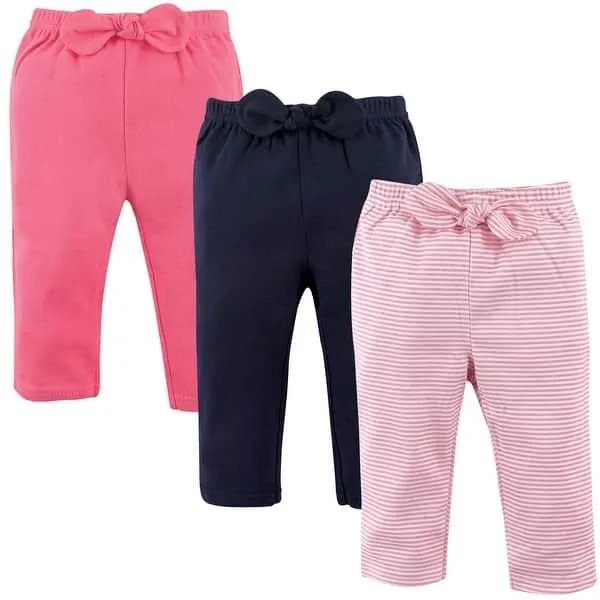 Hudson Baby Infant Girl Cotton Pants and Leggings, Lt Pink Stripe
