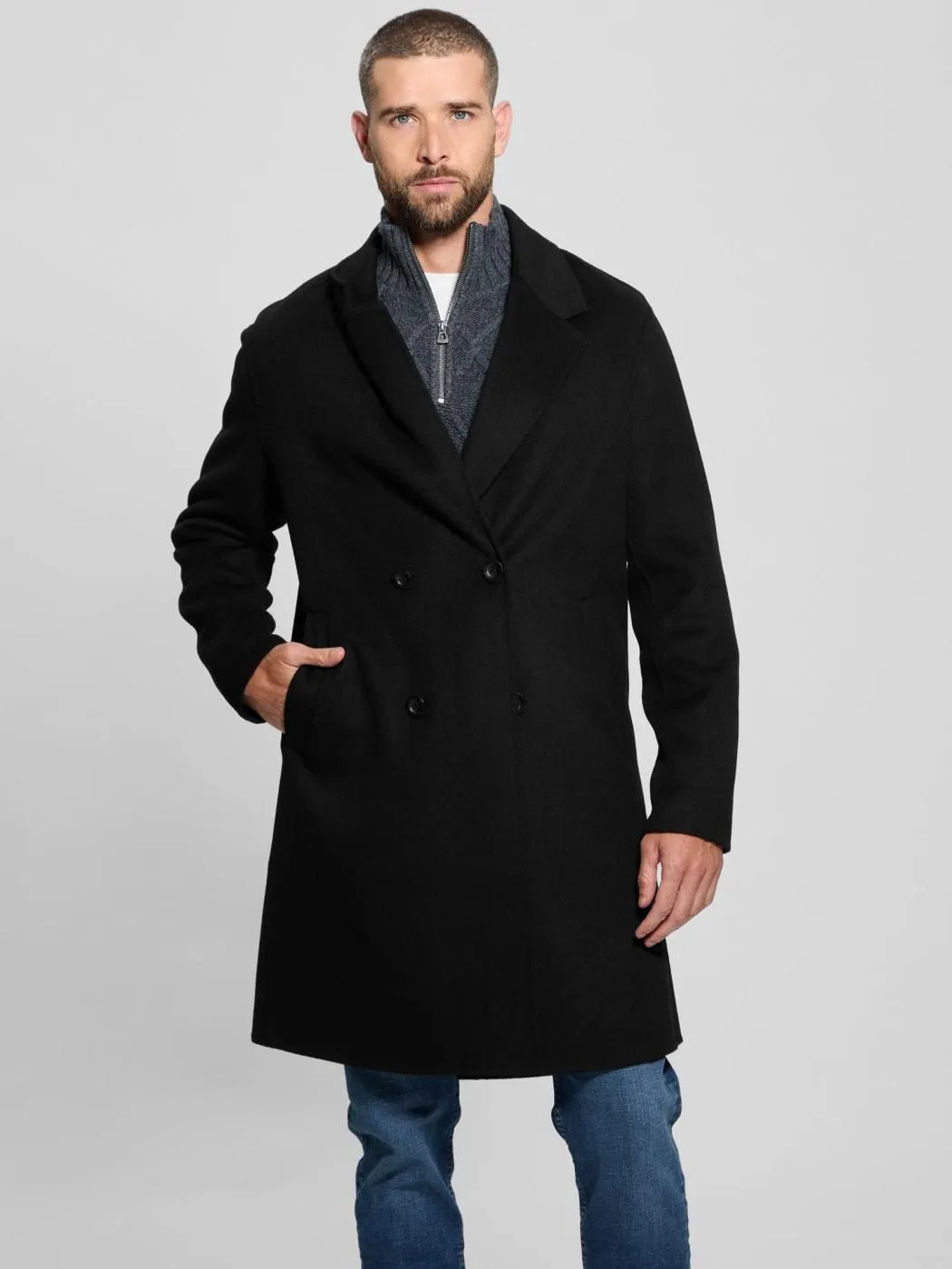 Wool-Blend Double-Breasted Coat