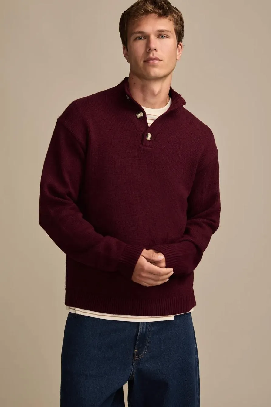 mock neck henley sweater