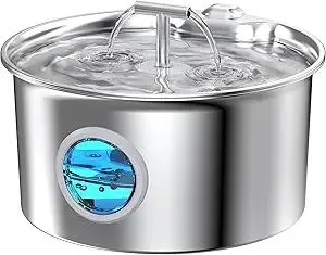Cat Water Fountain Stainless Steel: 2.6L Cat Fountain for Drinking - Pet Water Fountain for Cats Indoor - Automatic Pet Water Dispenser Bowl - Best Auto Feeding Supplies Gift for Small Dog Large Kitty
