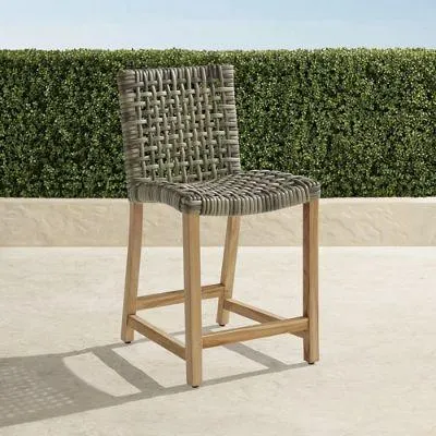Isola Counter Stool in Natural Teak & Driftwood Wicker
