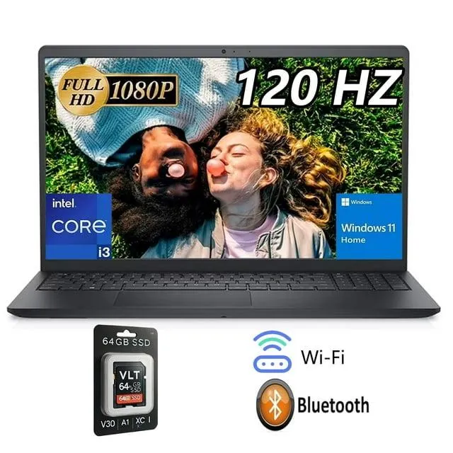 Dell Inspiron 15 3511 15.6" FHD Laptop, i3-1215U, 16GB RAM, 1TB SSD, Win11, Includes VLT 64GB SD Card, Carbon Black