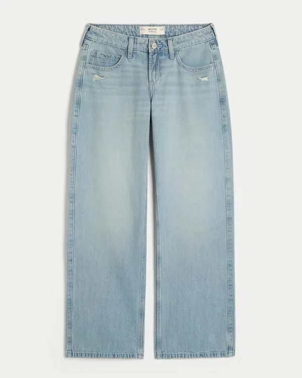 Low-Rise Distressed Baggy Jeans