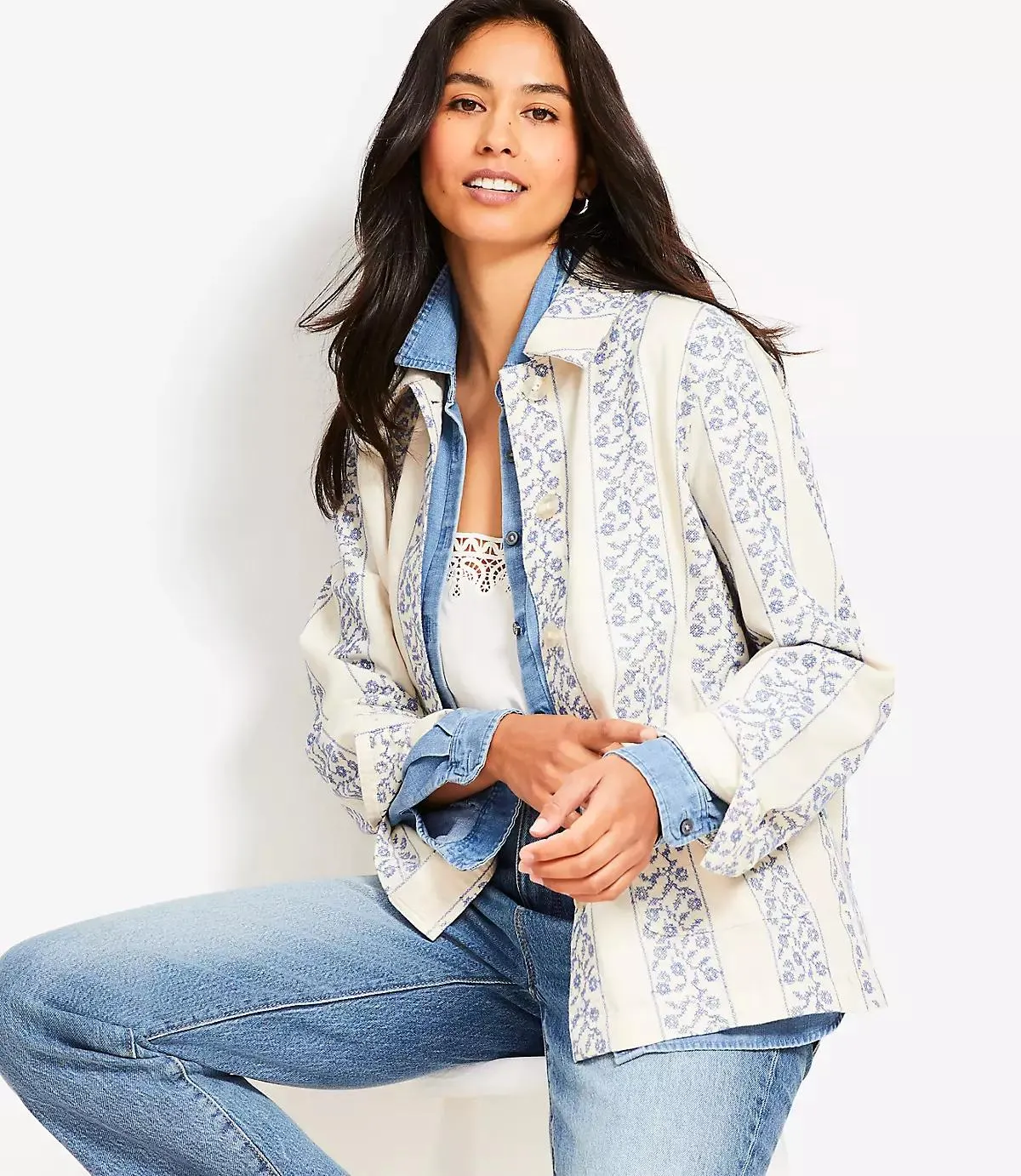 Floral Striped Chore Jacket